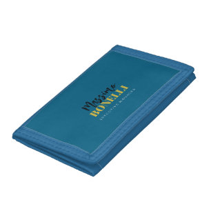 Professional elegant modern minimalist blue gold trifold wallet