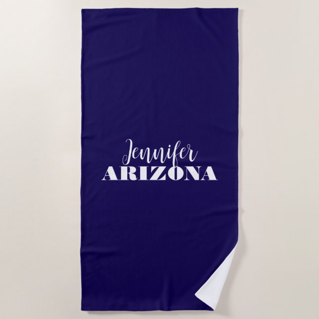 Professional elegant modern minimalist dark blue beach towel (Front)