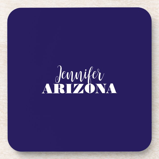 Professional elegant modern minimalist dark blue beverage coaster (Front)