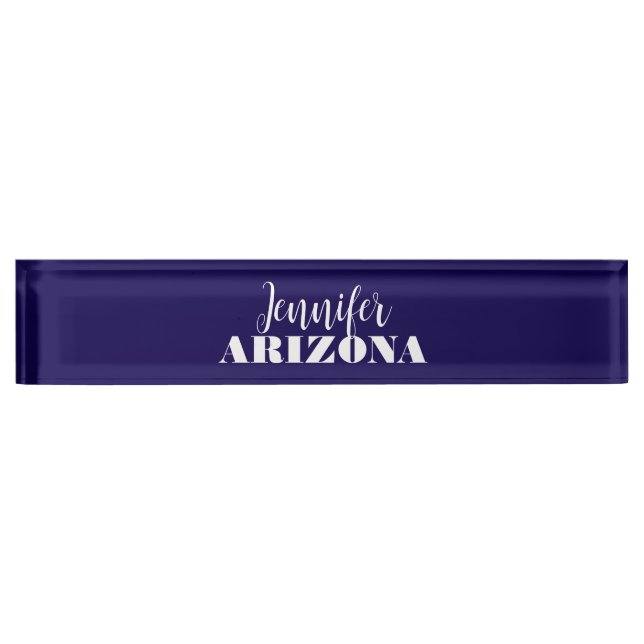 Professional elegant modern minimalist dark blue desk name plate (Front)