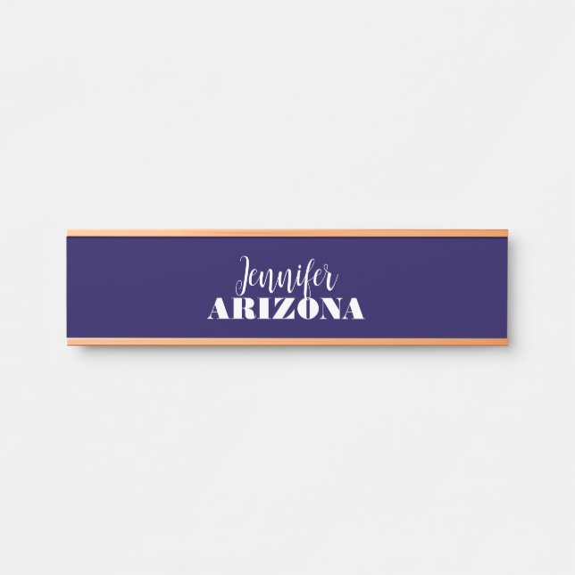 Professional elegant modern minimalist dark blue door sign (Front)
