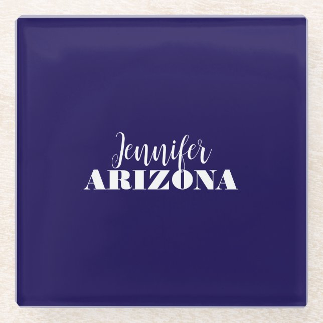 Professional elegant modern minimalist dark blue glass coaster (Front)