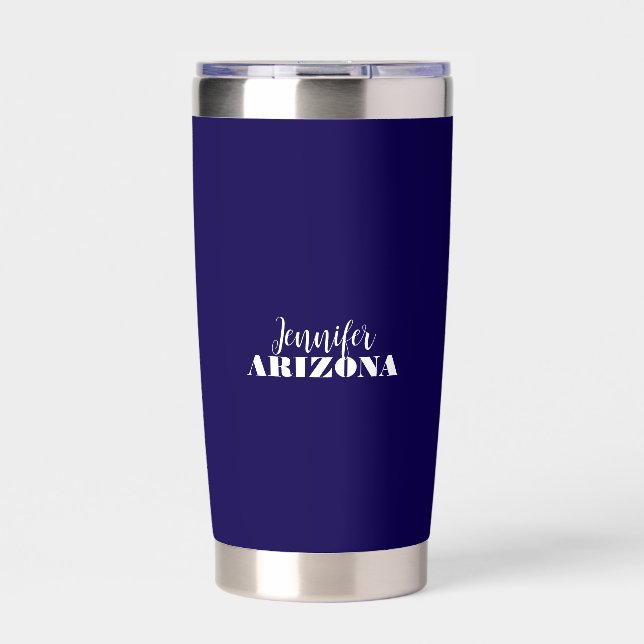 Professional elegant modern minimalist dark blue insulated tumbler (Front)