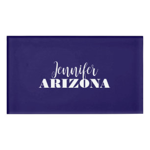 Professional elegant modern minimalist dark blue name tag