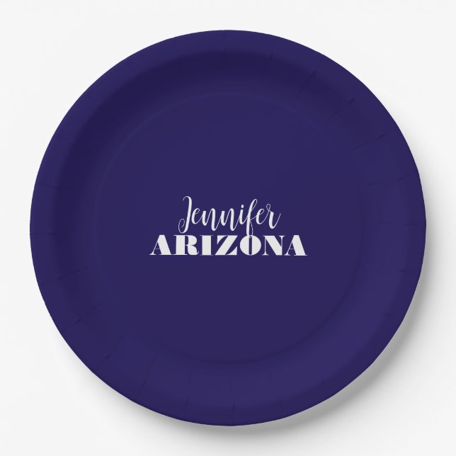 Professional elegant modern minimalist dark blue paper plates (Front)