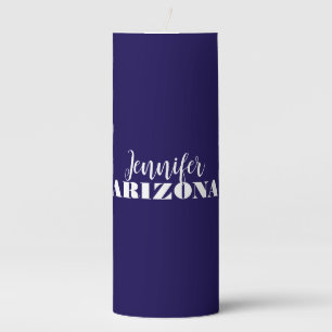 Professional elegant modern minimalist dark blue pillar candle