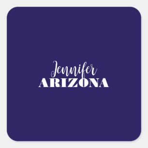 Professional elegant modern minimalist dark blue square sticker