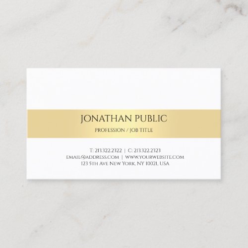 Professional Elegant Modern Minimalist Gold White Business Card