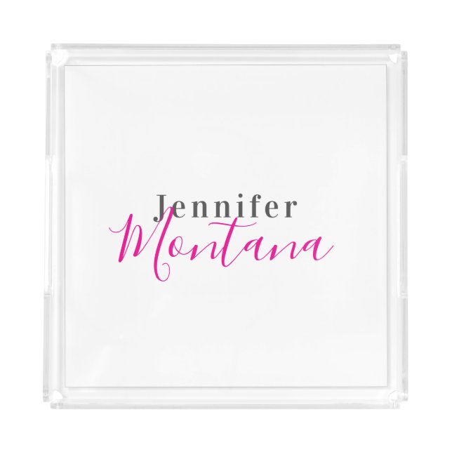 Professional elegant modern minimalist name acrylic tray (Front)