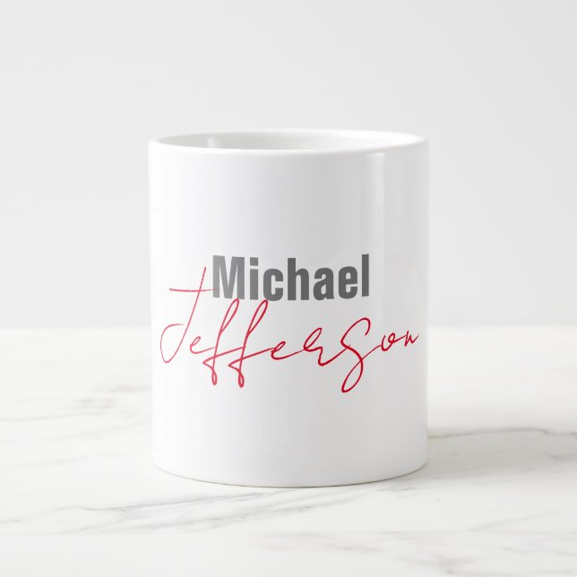 Professional elegant modern minimalist name giant coffee mug (Front)