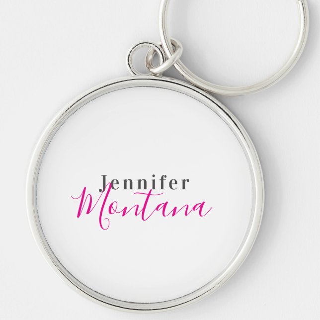 Professional elegant modern minimalist name keychain (Front)
