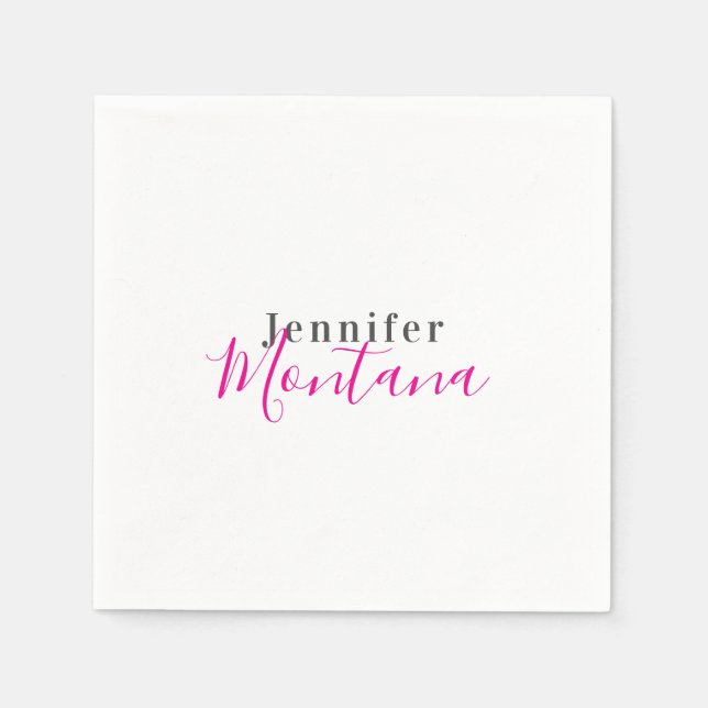 Professional elegant modern minimalist name napkins (Front)