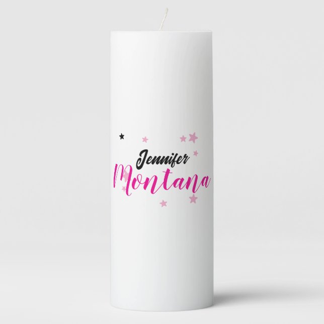 Professional elegant modern minimalist name pillar candle (Front)
