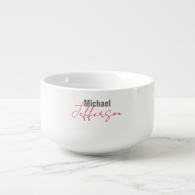 Professional elegant modern minimalist name soup mug (Front)
