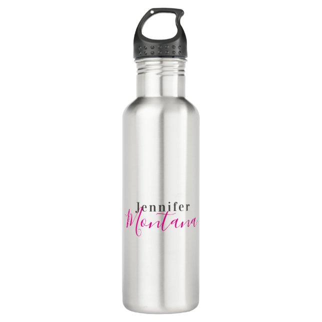 Professional elegant modern minimalist name stainless steel water bottle (Front)