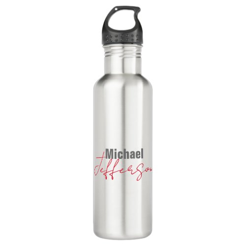 Professional elegant modern minimalist name stainless steel water bottle