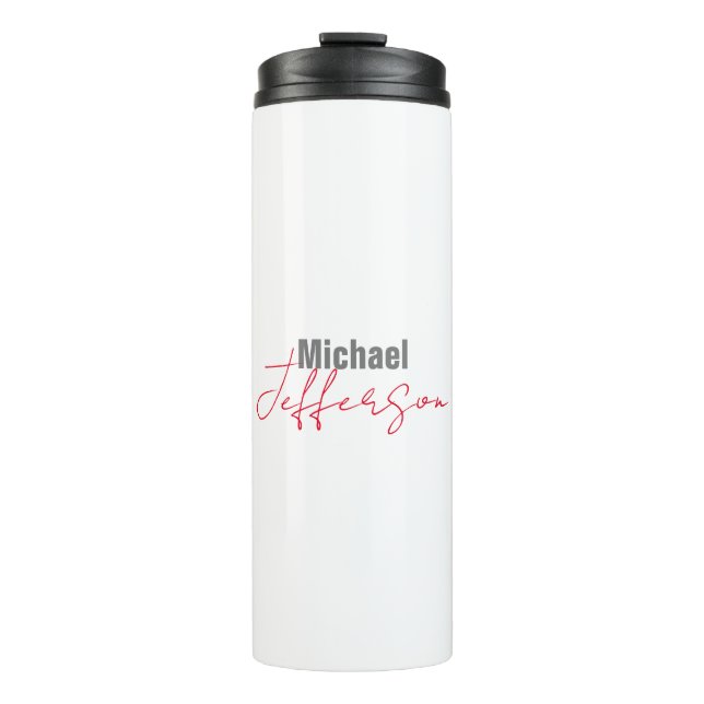 Professional elegant modern minimalist name thermal tumbler (Front)