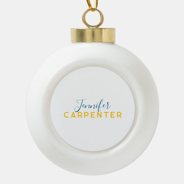 Professional elegant modern minimalist plain ceramic ball christmas ornament (Front)