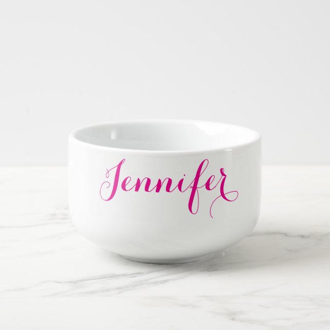 Professional elegant modern minimalist plain name soup mug (Front)