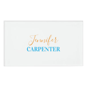 Professional elegant modern minimalist plain  name tag