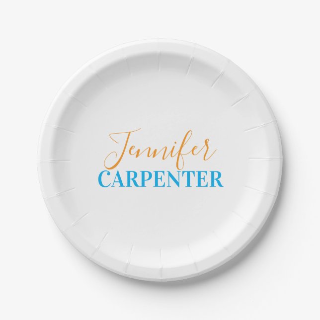 Professional elegant modern minimalist plain  paper plates (Front)