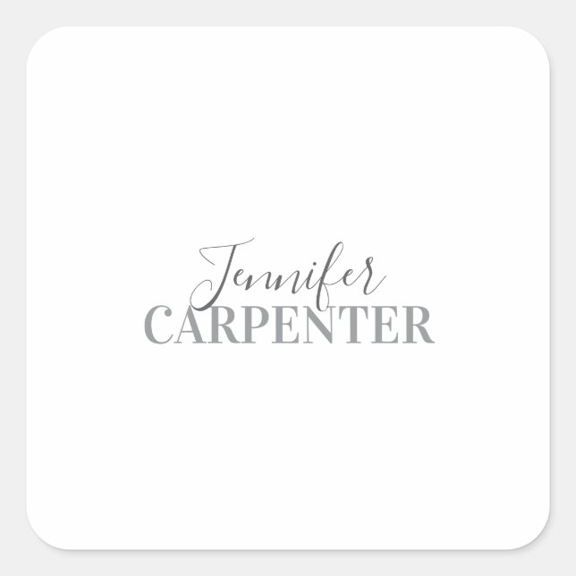 Professional elegant modern minimalist plain square sticker (Front)