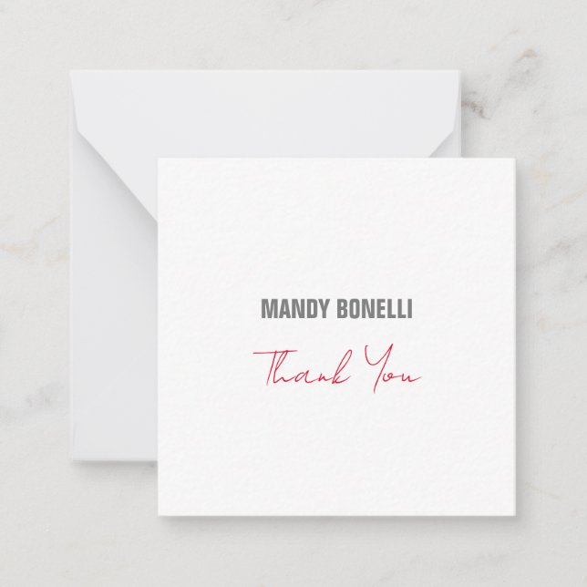 Professional elegant modern minimalist thank you note card (Front)