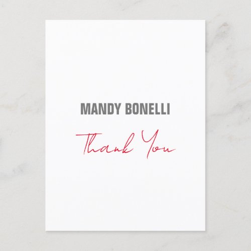 Professional elegant modern minimalist thank you postcard