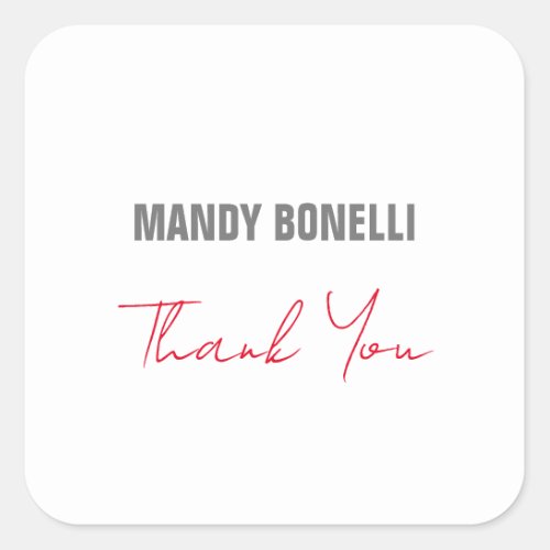 Professional elegant modern minimalist thank you square sticker