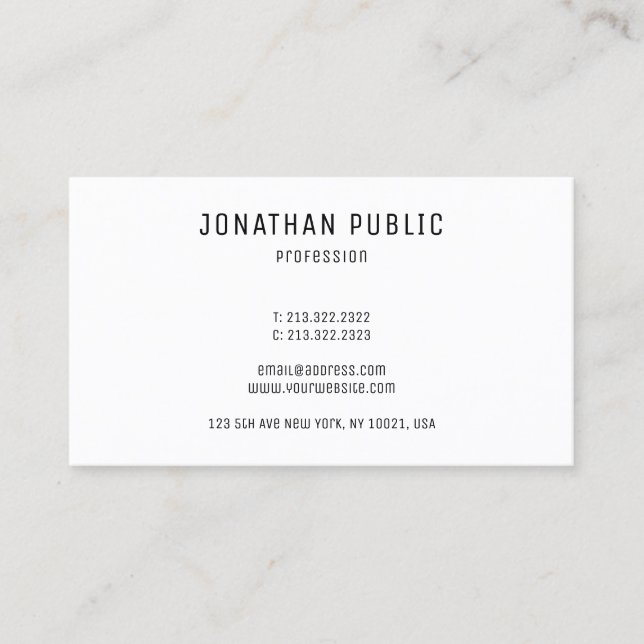 Professional Elegant Modern Minimalistic Template Business Card (Front)