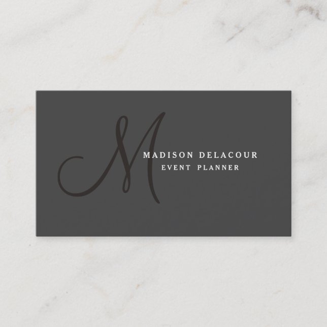 Professional Elegant Modern Monogram Black & White Business Card (Front)