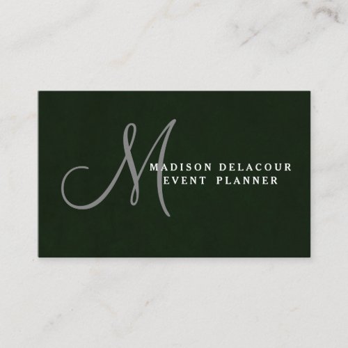 Professional Elegant Modern Monogram Blue  White Business Card