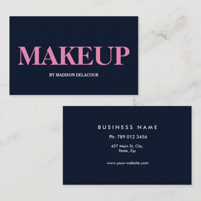 Professional Elegant Modern Monogram Blue & White Business Card (Front/Back)