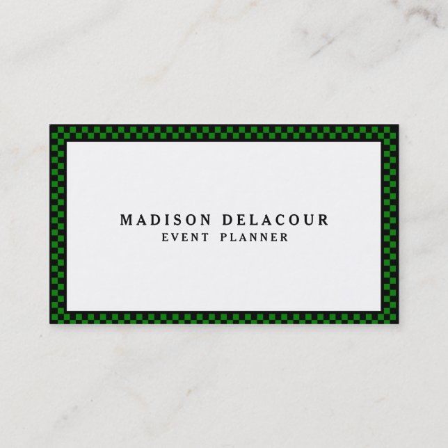 Professional Elegant Modern Monogram Green Border Business Card (Front)