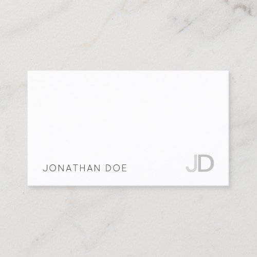 Professional Elegant Modern Monogram White Plain Business Card