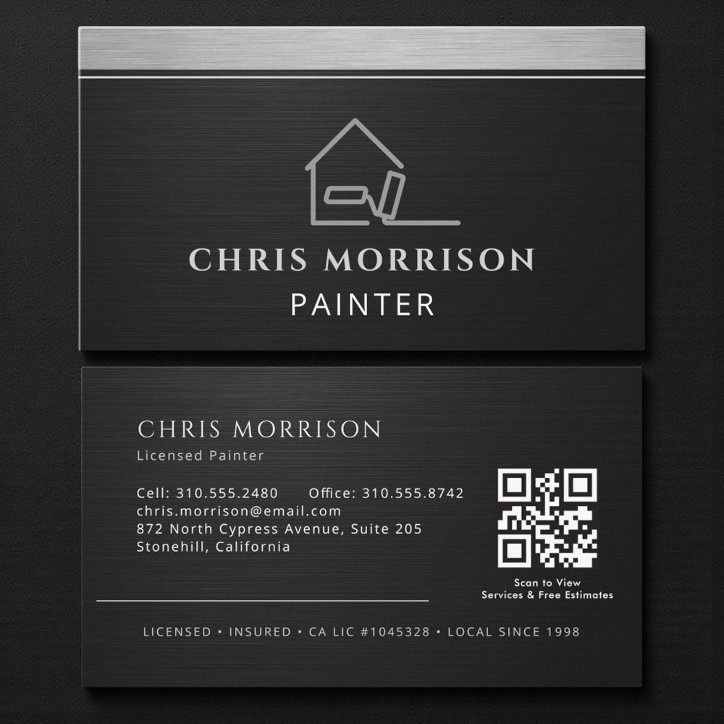 Professional Elegant Modern Painter QR Code Business Card