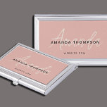 Professional Elegant Modern Personalized With Name Business Card Case<br><div class="desc">Add a touch of preppy elegance to your networking with our Preppy Pink Professional Elegant Modern Personalized With Name Business Card Case. This finely crafted case seamlessly blends modern design with a personalized touch, making it the perfect accessory for organizing and presenting your business cards. Featuring your name, this business...</div>