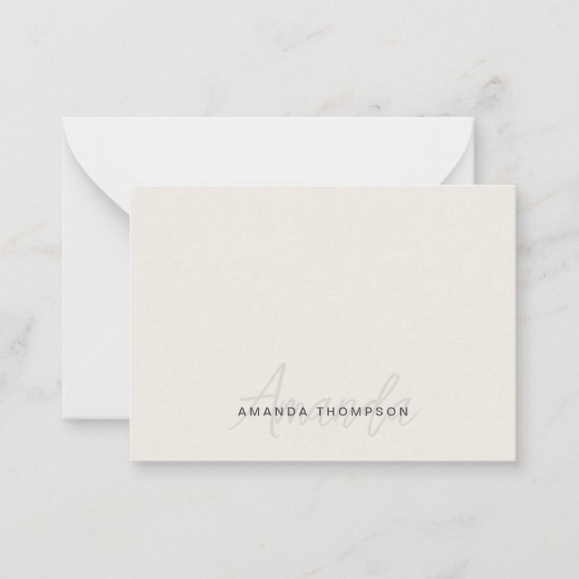 Professional Elegant Modern Personalized With Name Note Card (Front)