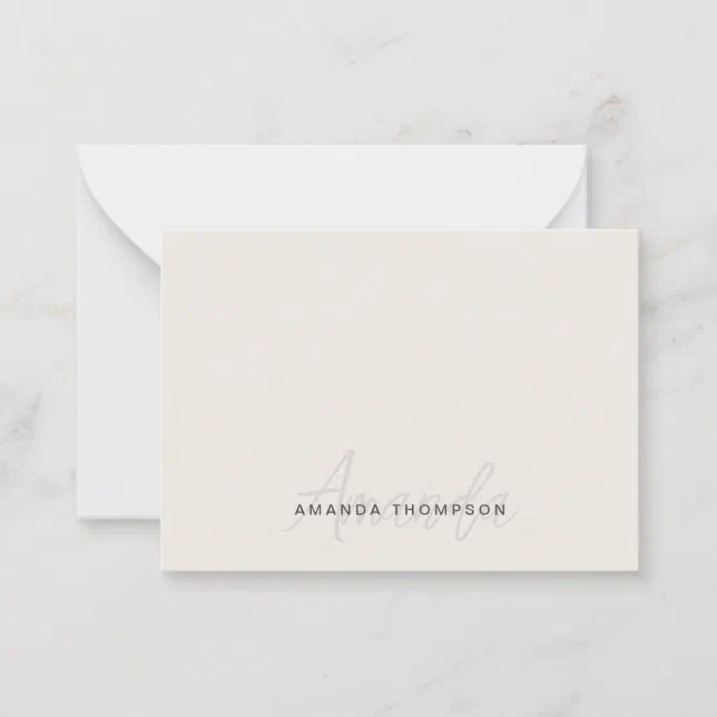 Personalized Note Card Design Professional Elegant Modern Personalized With Name Note Card | Zazzle