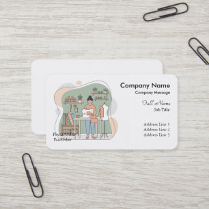Professional Elegant Modern Pink Sewing Machine Business Card