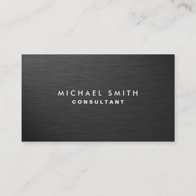 Professional Elegant Modern Plain Black Metal Business Card (Front)