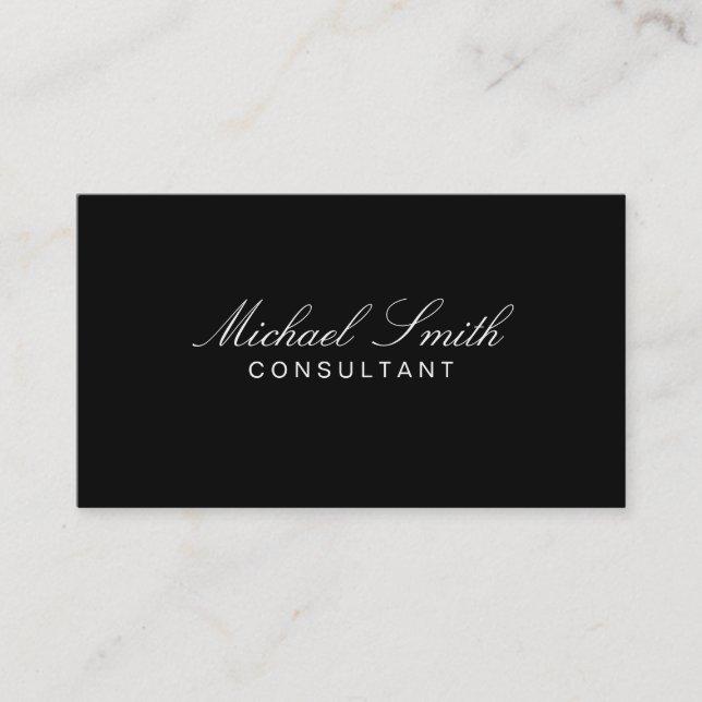 Professional Elegant Modern Plain Black Simple Business Card (Front)