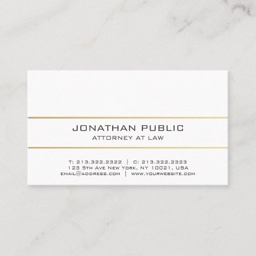 Professional Elegant Modern Plain Gold Attorney Business Card