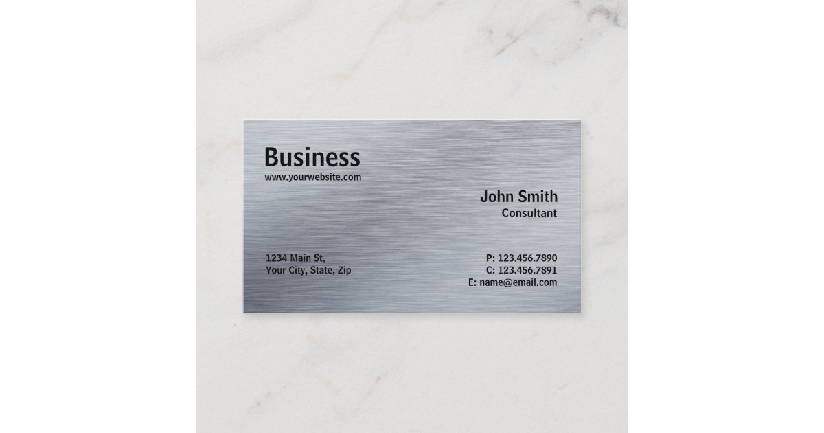 Professional Elegant Modern Plain Silver Metal Business Card | Zazzle
