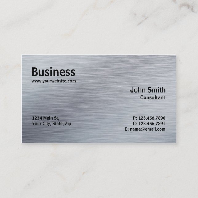 Professional Elegant Modern Plain Silver Metal Business Card (Front)