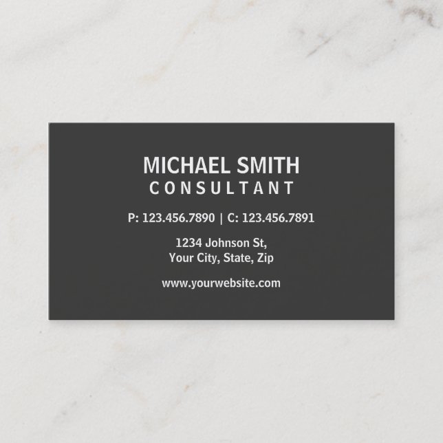 Professional Elegant Modern Plain Simple Gray Business Card (Front)