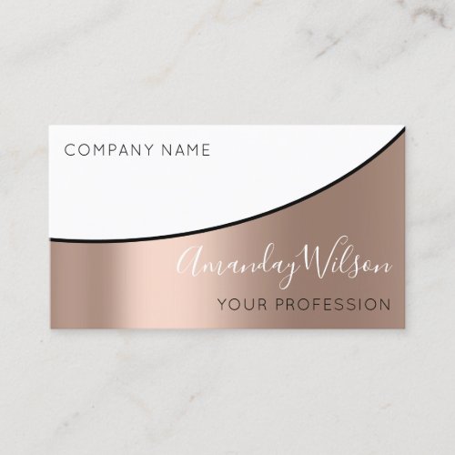 Professional Elegant Modern Rose Black White Metal Business Card
