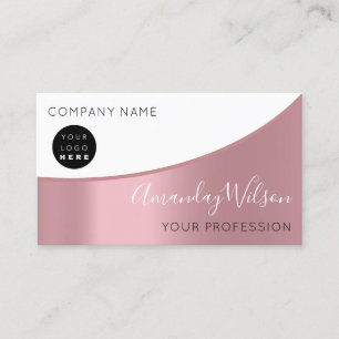Professional Elegant Modern Rose Logo White Business Card