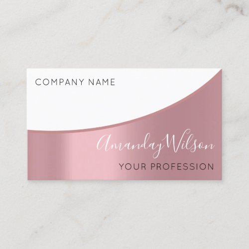 Professional Elegant Modern Rose White Metallic Business Card