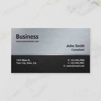 Professional Elegant Modern Silver And Black Metal Business Card by Lamborati at Zazzle